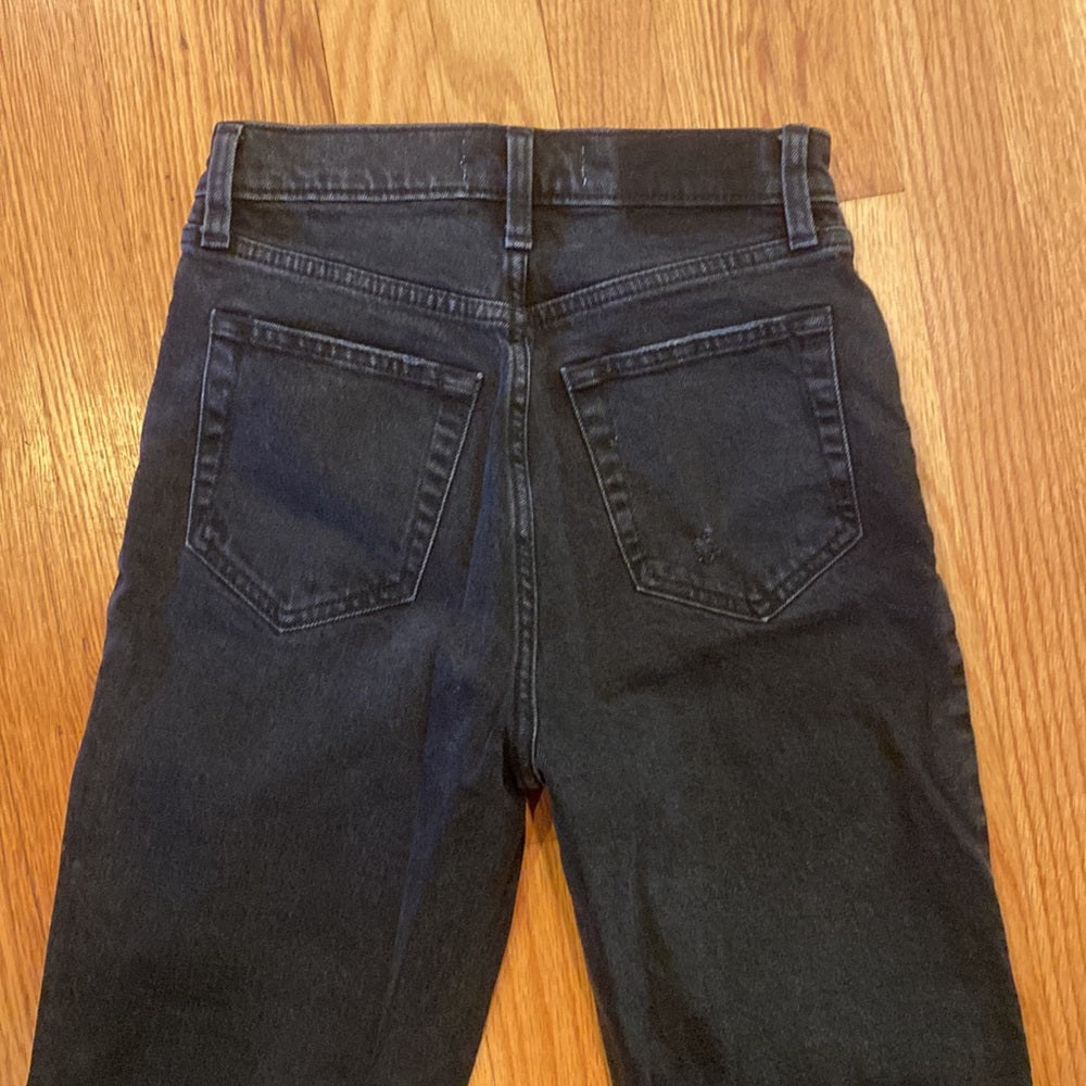 Abercrombie and Fitch black wide leg ripped jeans size 25