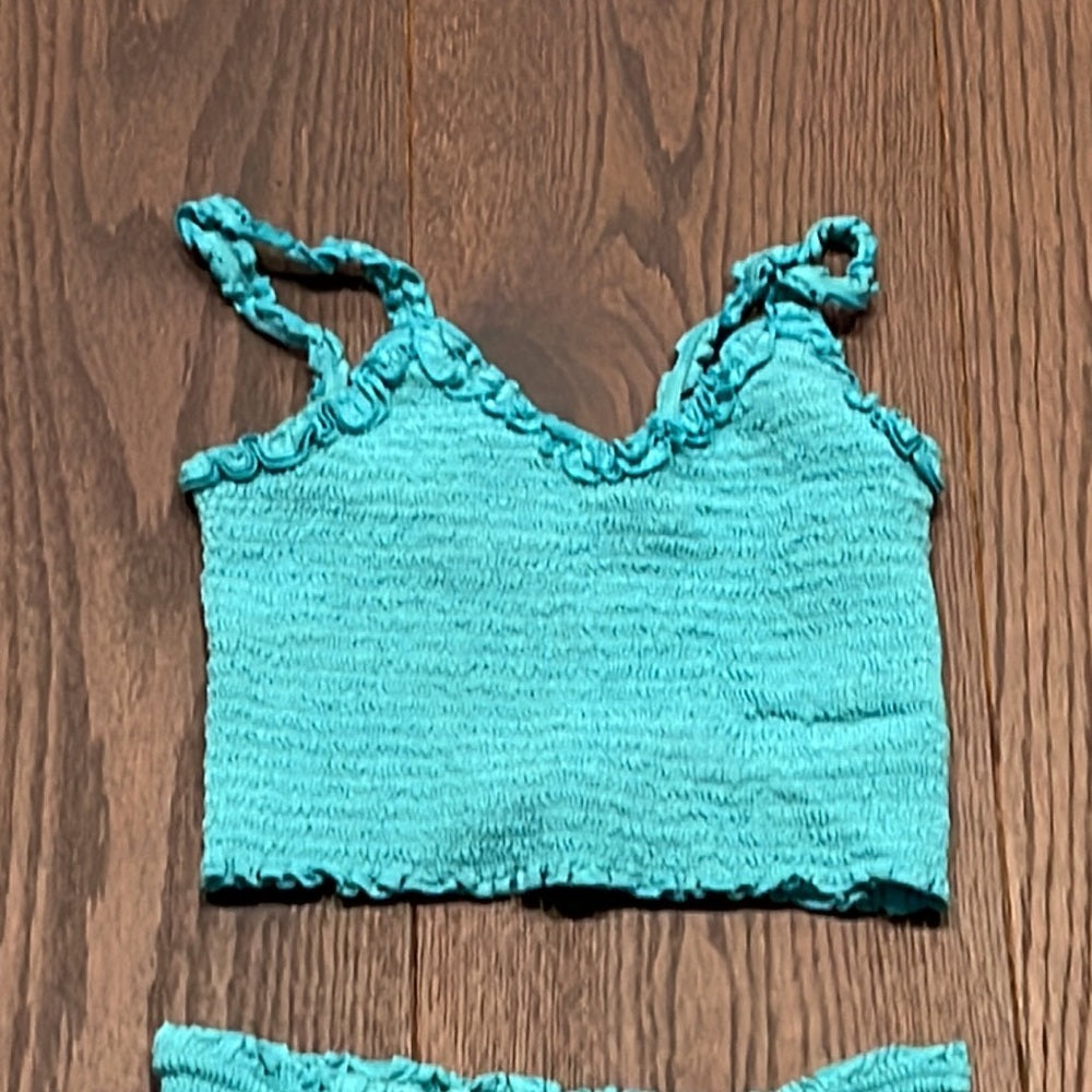 Katie J NYC Turquoise Smocked Shari Top and Ashley Skirt Size Junior XS