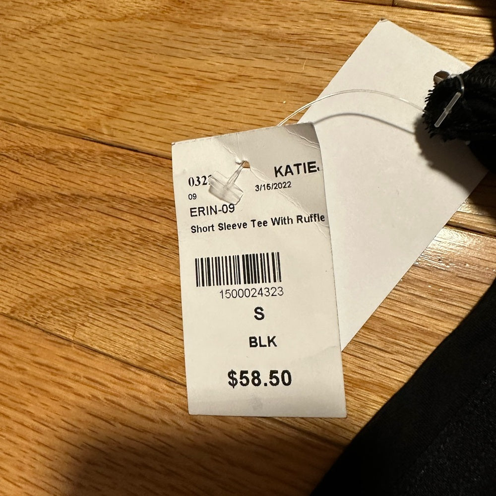 NWT Katie J NYC Black Blouse Size Small