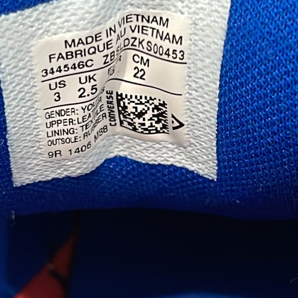 Converse Boys High Top Red and Blue Sneakers Size 3