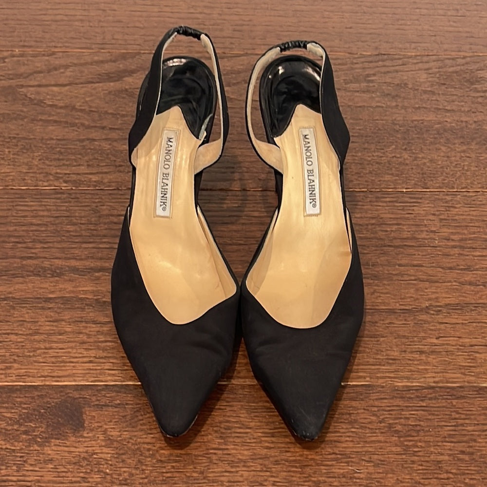 Manolo Blahnik Women’s Black Satin Sling Black Size 42/12