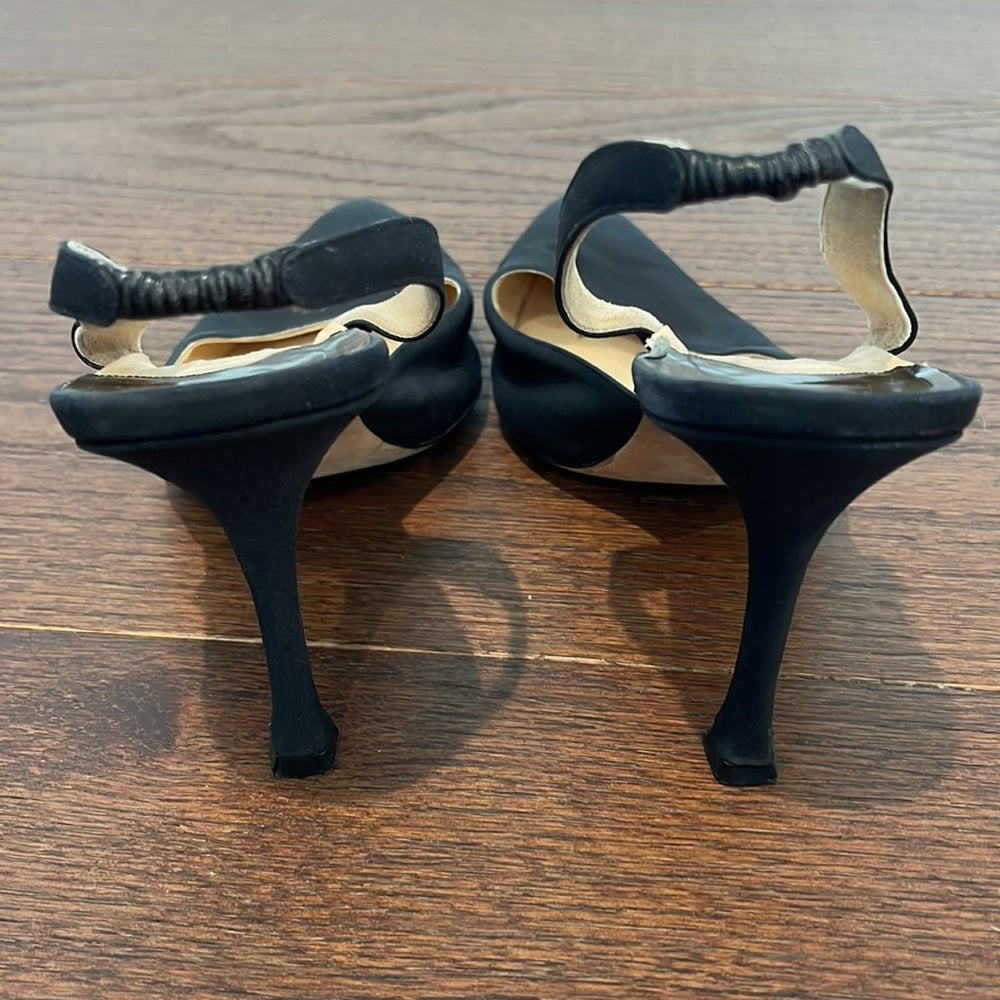 Manolo Blahnik Women’s Black Satin Sling Black Size 42/12