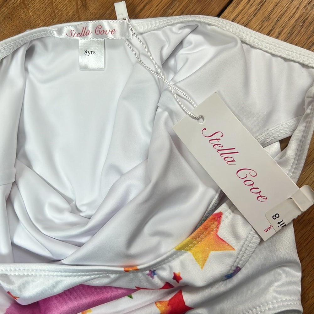NWT Stella Cove Kid’s White One Piece Bathing Suit Size 8y