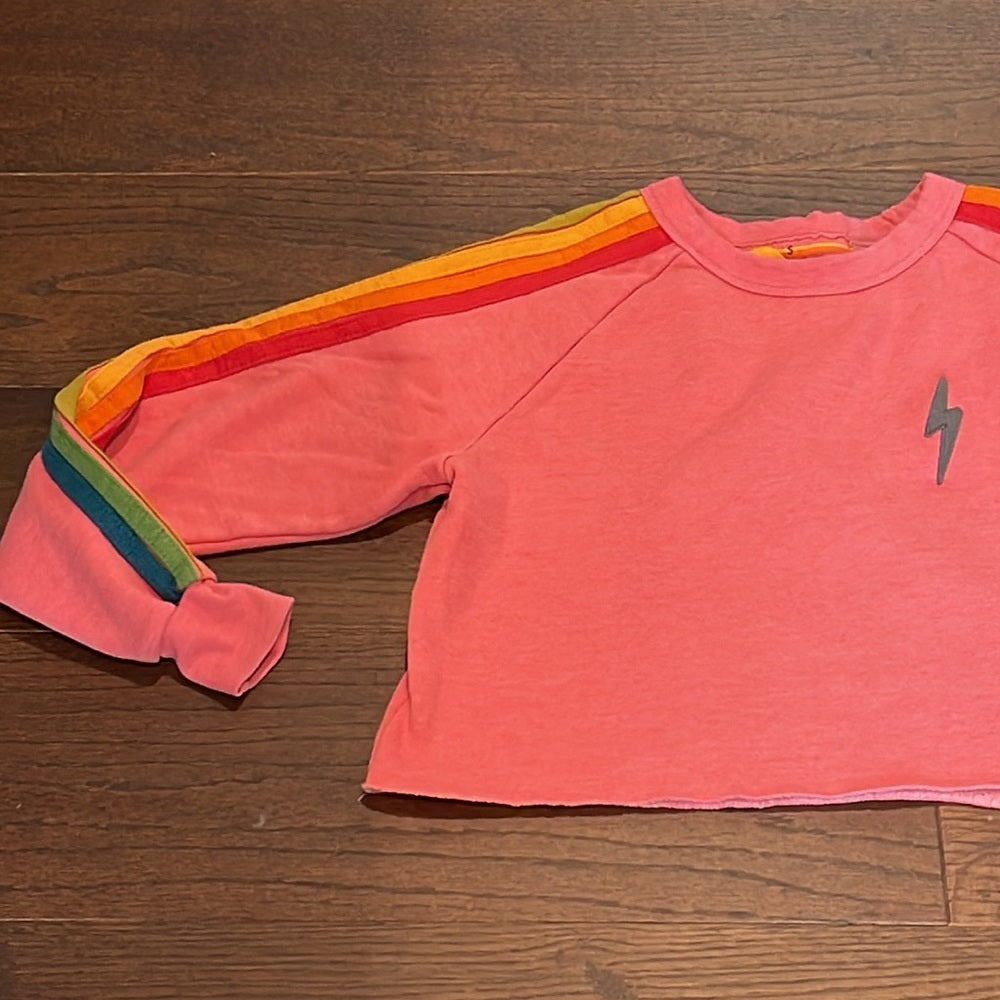 Aviator Nation Women’s Peachy Pink Cropped Sweatshirt Size Small
