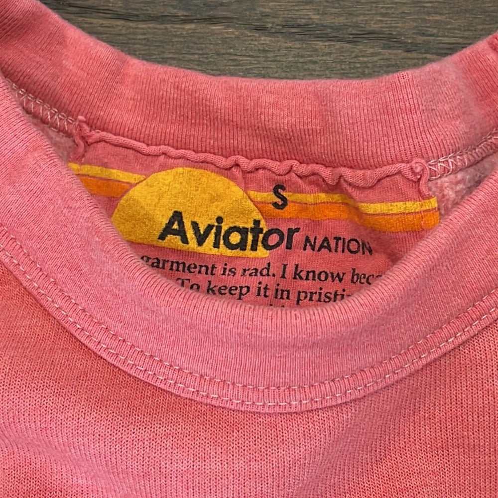 Aviator Nation Women’s Peachy Pink Cropped Sweatshirt Size Small