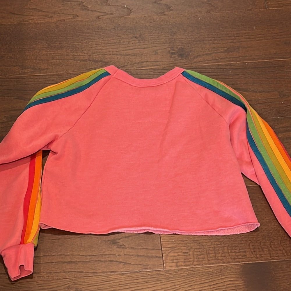 Aviator Nation Women’s Peachy Pink Cropped Sweatshirt Size Small