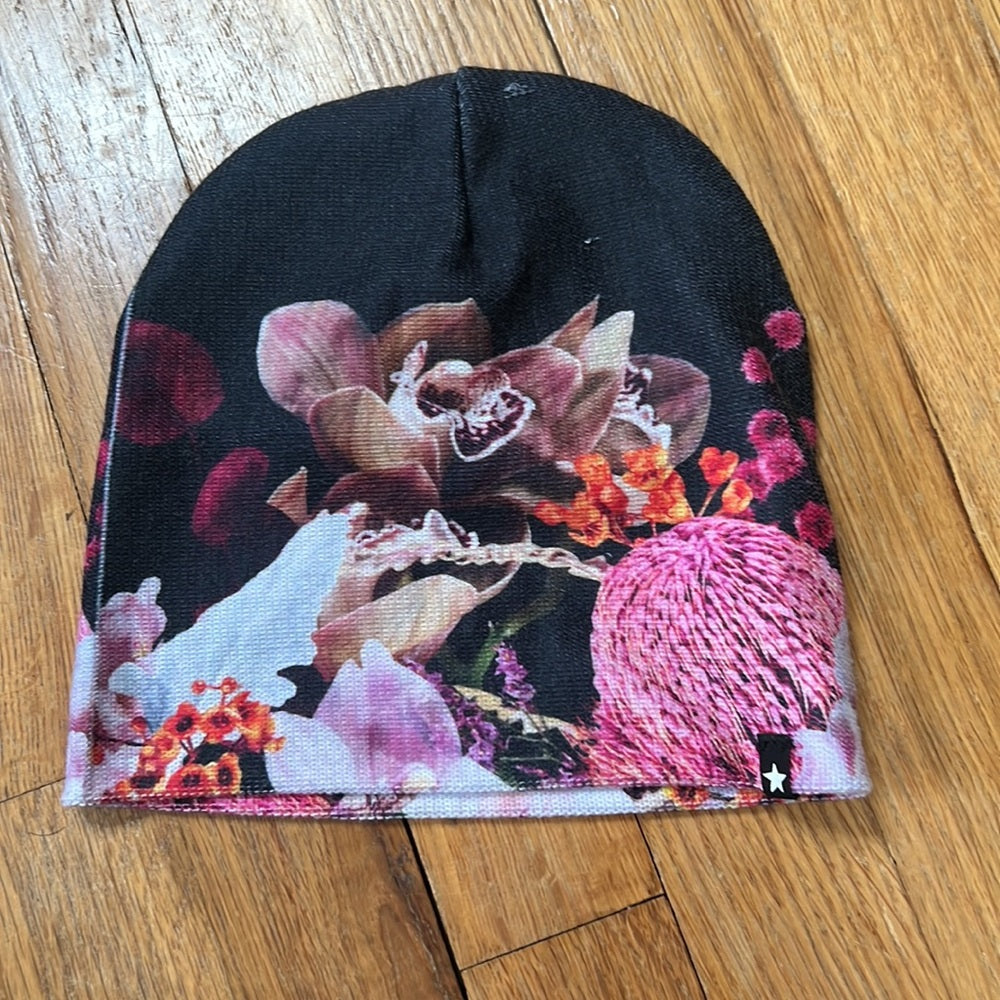 Molo Kid’s Black and Pink Floral Hat Size S/M