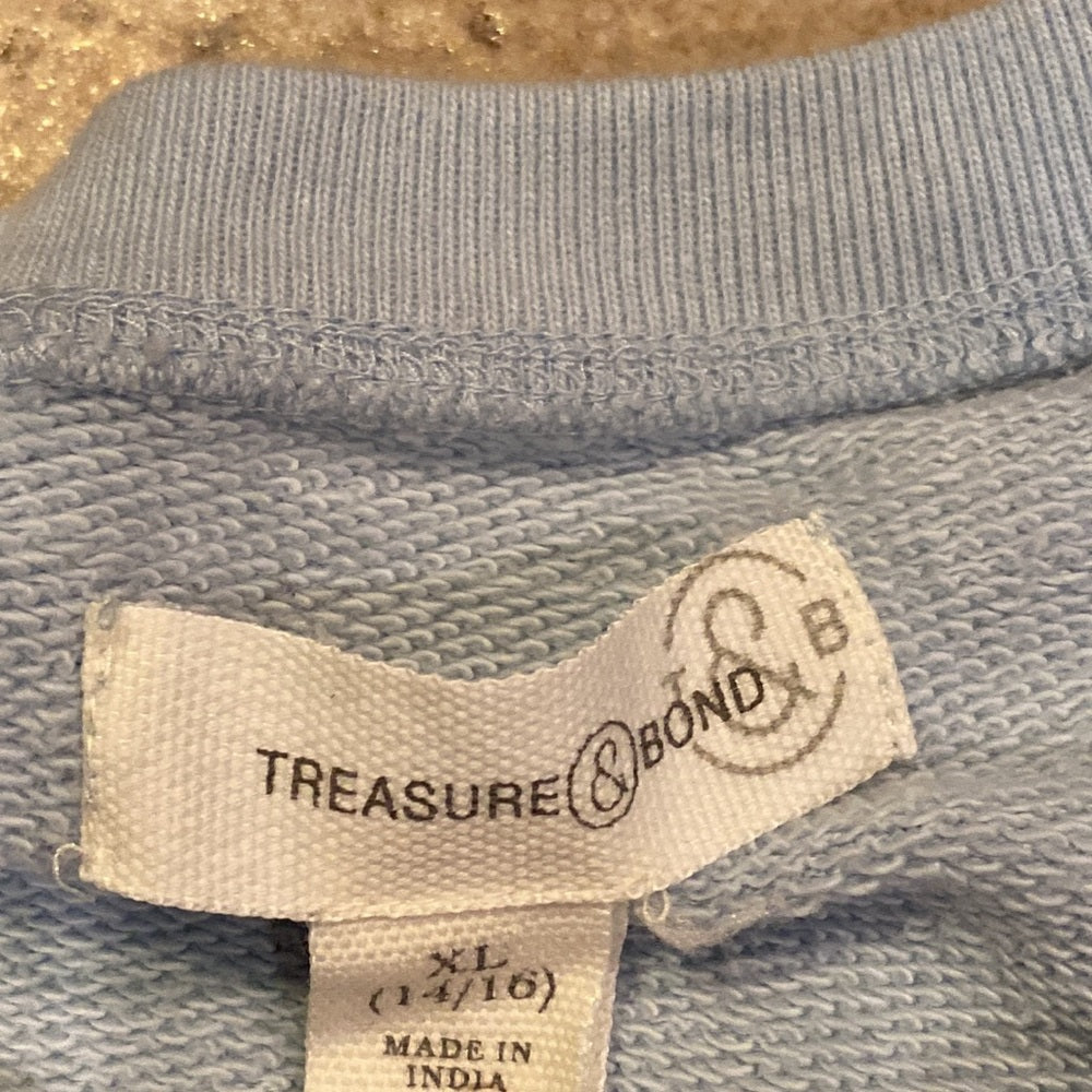 Treasure & Bond Girls Blue Crewneck with Butterfly Sleeves Size XL