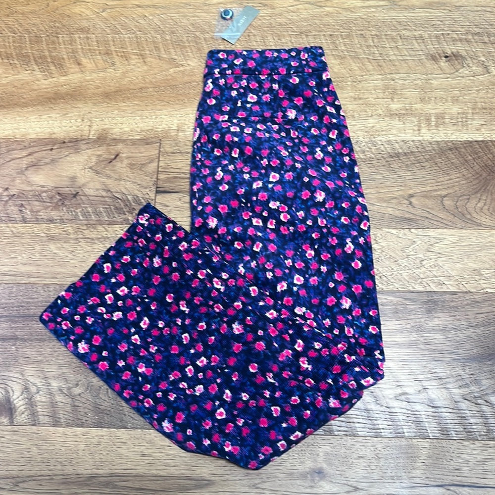 NWT J Crew Women’s Pink Printed Blue Corduroy Jeans Size 0