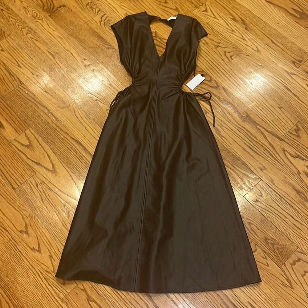 NWT ASTR The Label Women’s Black Faux Leather Dress With Side Cut Outs Size XS
