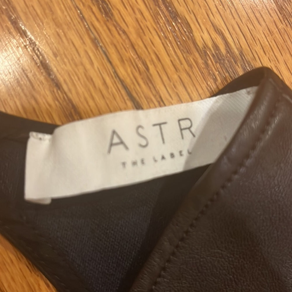 NWT ASTR The Label Women’s Black Faux Leather Dress With Side Cut Outs Size XS