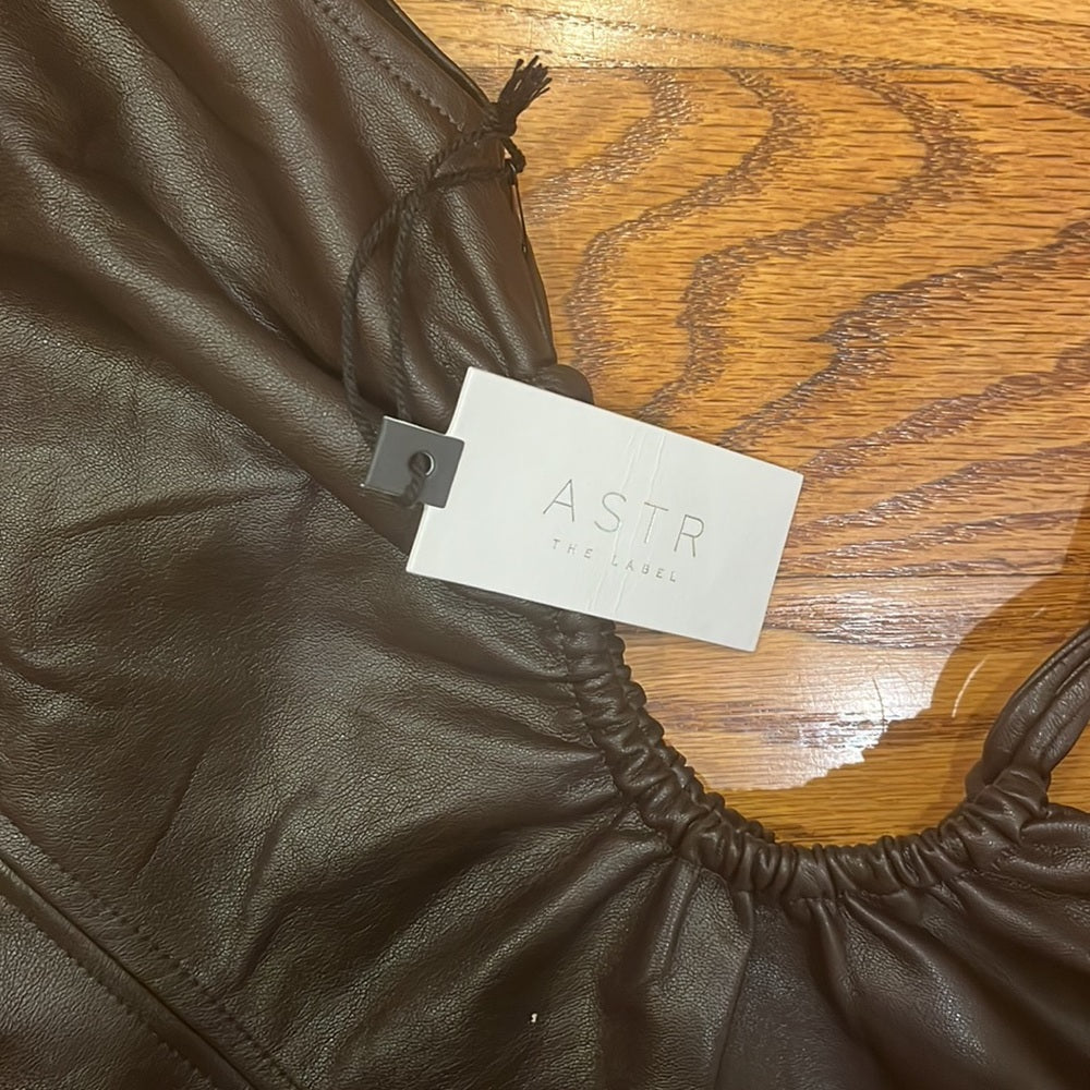 NWT ASTR The Label Women’s Black Faux Leather Dress With Side Cut Outs Size XS