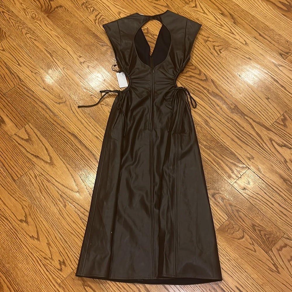 NWT ASTR The Label Women’s Black Faux Leather Dress With Side Cut Outs Size XS