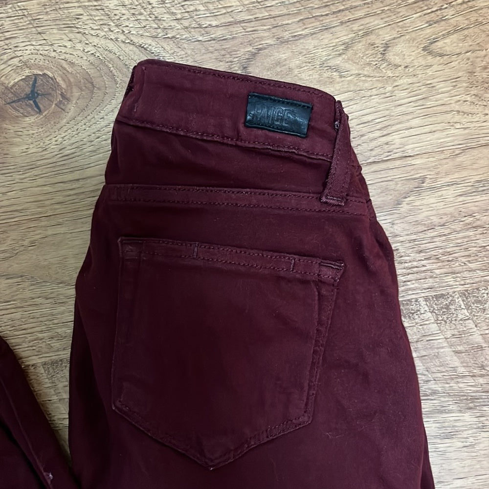PAIGE Women’s Verdugo Ankle Maroon Jeans Size 25