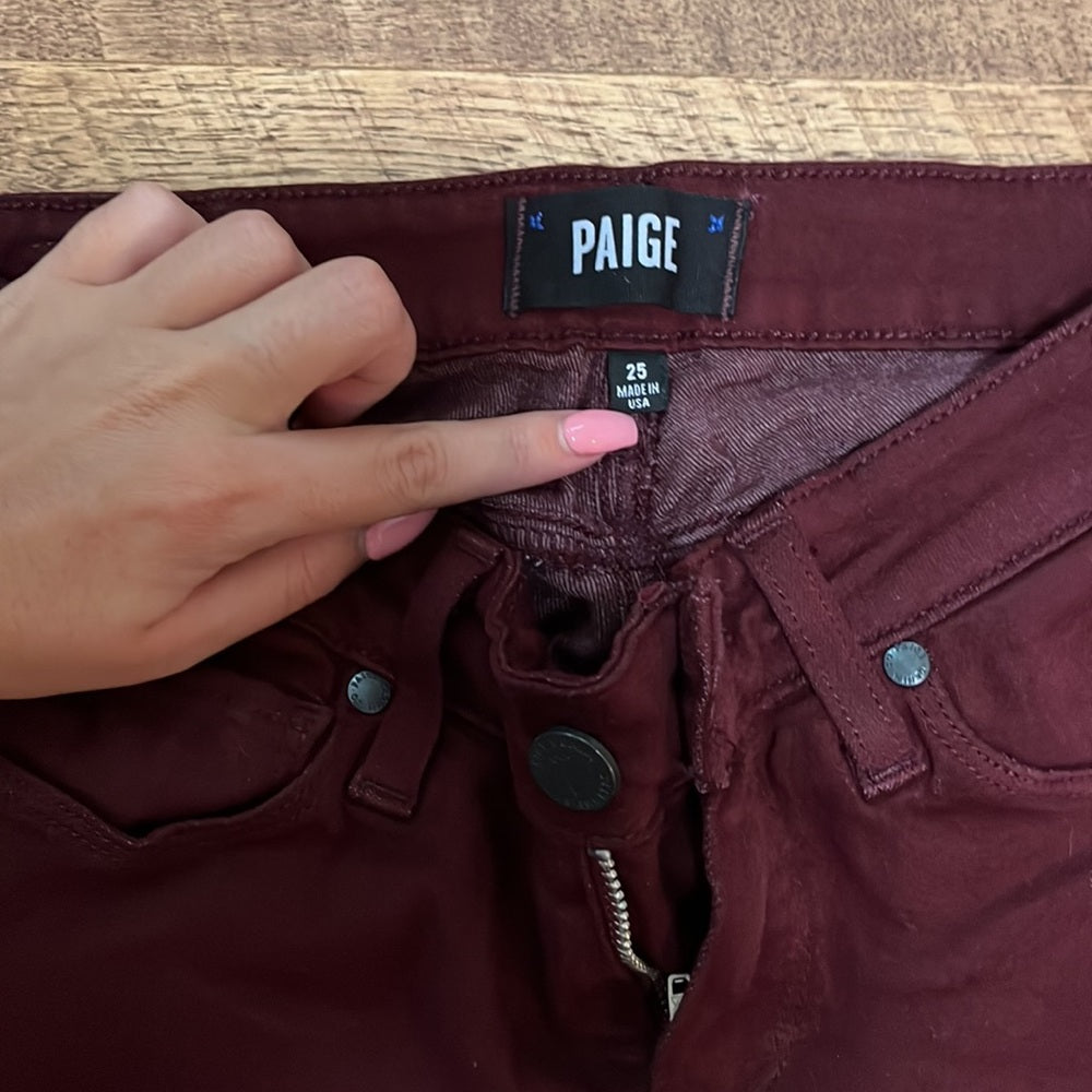 PAIGE Women’s Verdugo Ankle Maroon Jeans Size 25