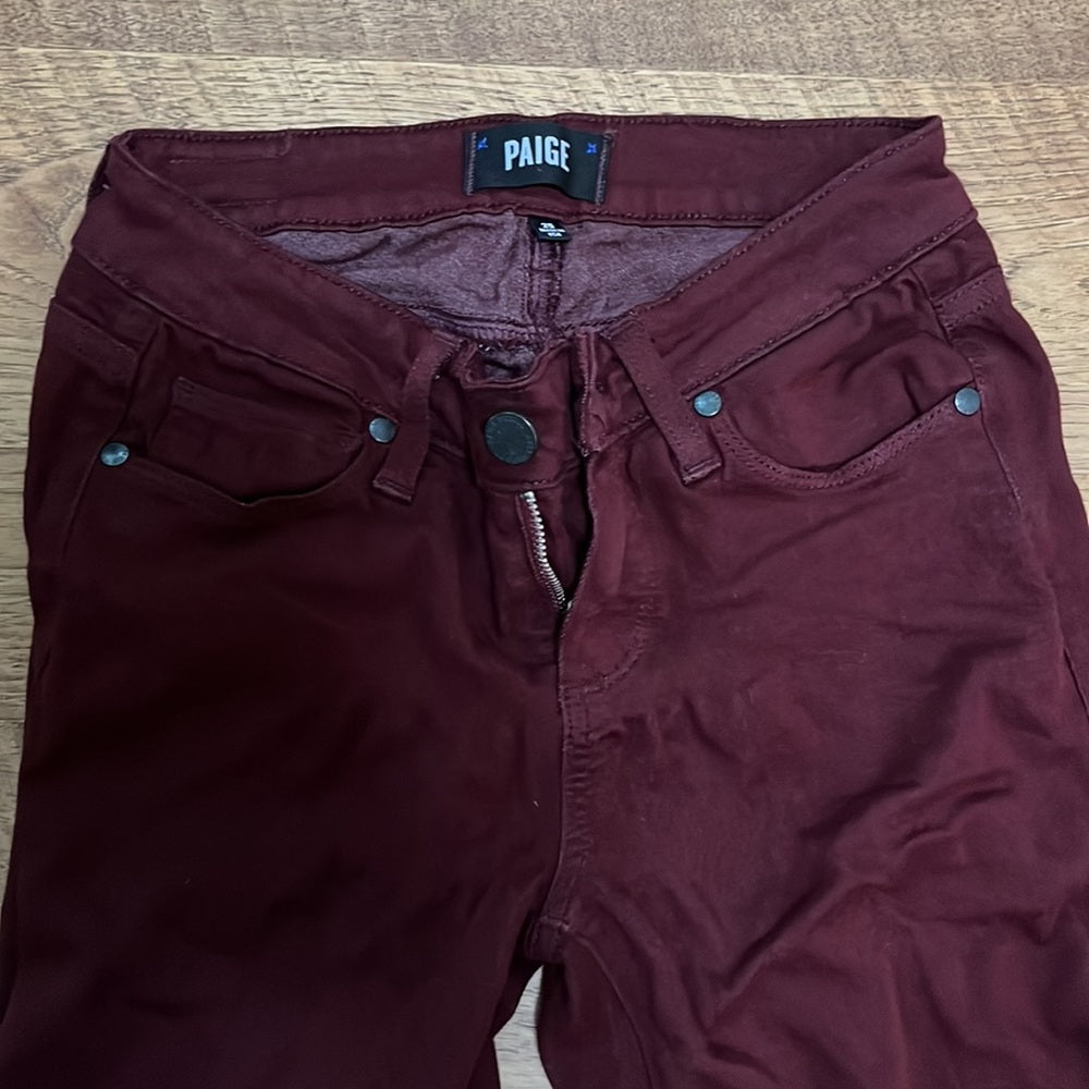 PAIGE Women’s Verdugo Ankle Maroon Jeans Size 25