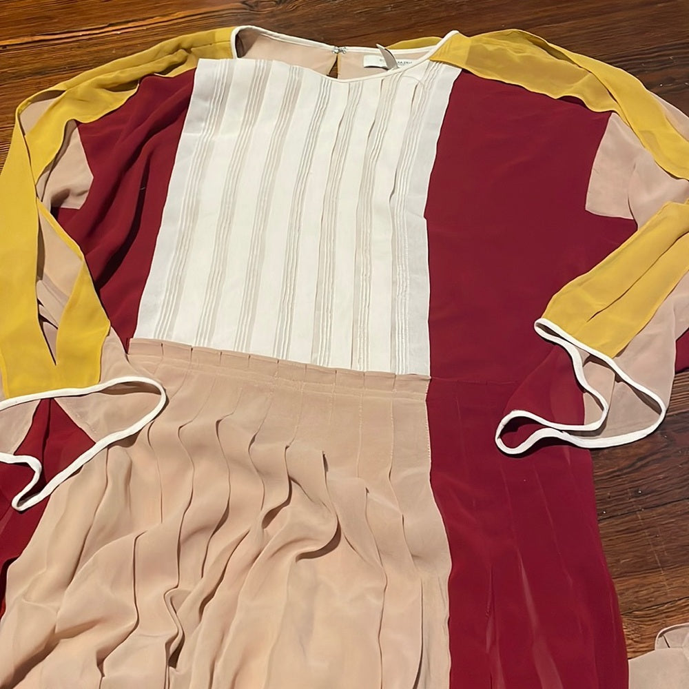 BCBG Maxazria Women’s Tan and Red Dress Size L
