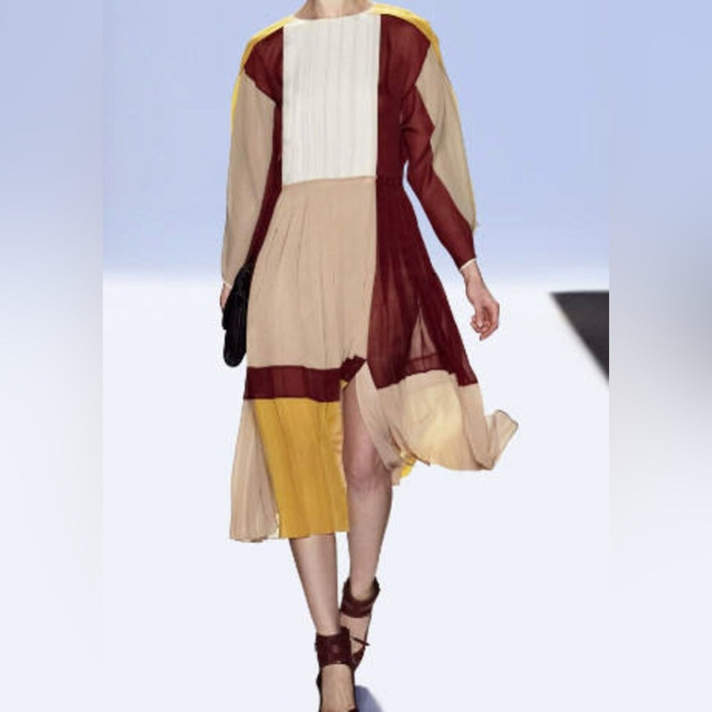 BCBG Maxazria Women’s Tan and Red Dress Size L