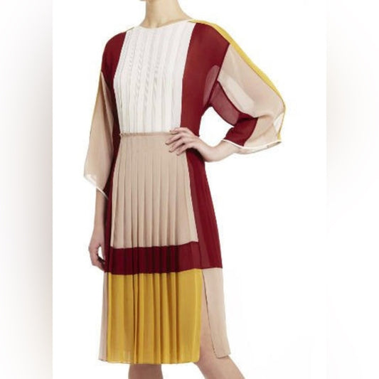 BCBG Maxazria Women’s Tan and Red Dress Size L