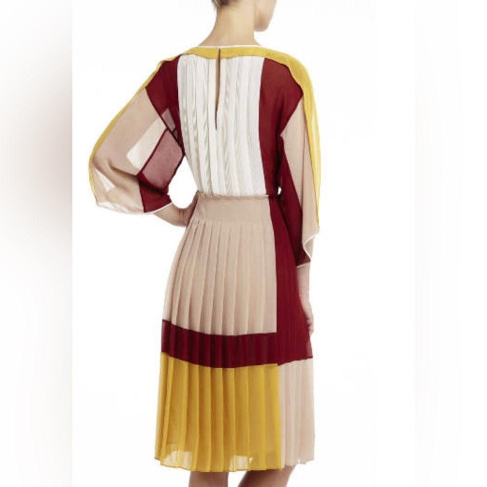 BCBG Maxazria Women’s Tan and Red Dress Size L
