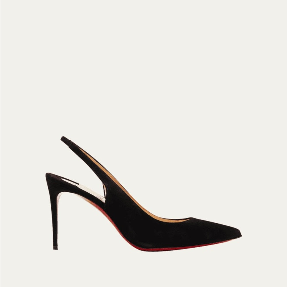 NWT Christian Louboutin Black Suede Kate Sling Back Heels Size 39/9