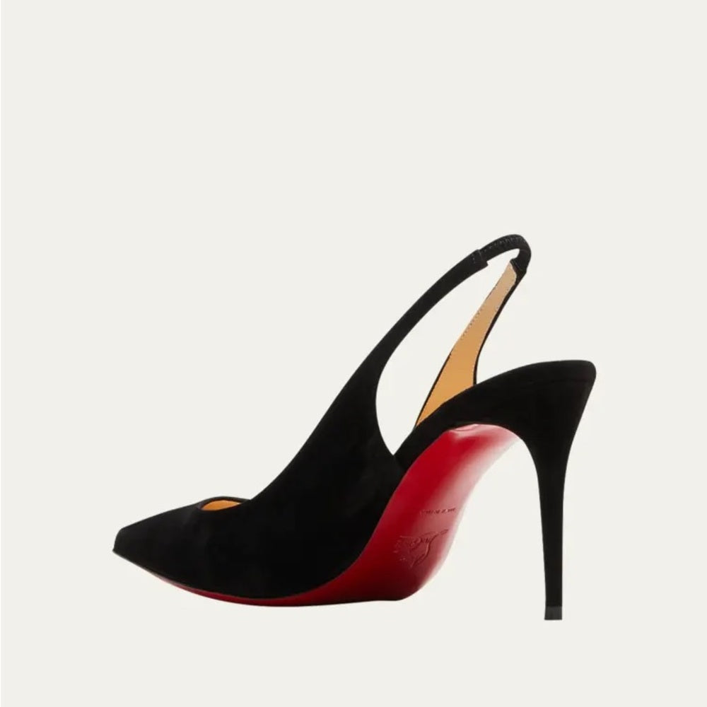 NWT Christian Louboutin Black Suede Kate Sling Back Heels Size 39/9