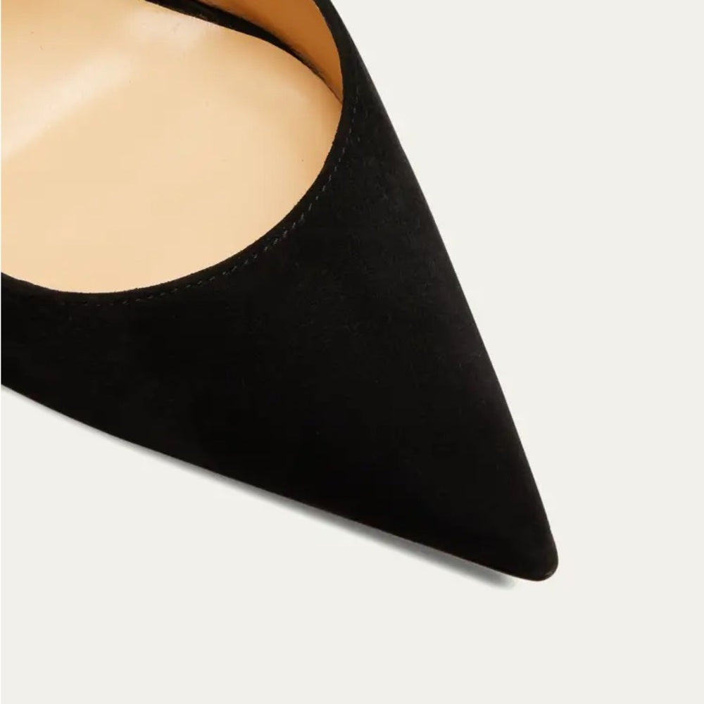 NWT Christian Louboutin Black Suede Kate Sling Back Heels Size 39/9