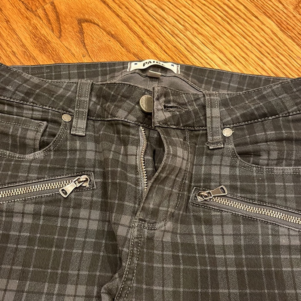 PAIGE Woman’s Plaid Indio Zip Jeans Size 28