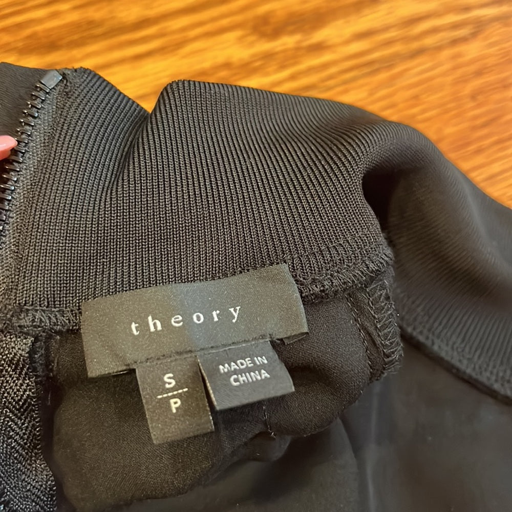 NWT Theory Woman’s Black Silk Blouse With Zipper Size S
