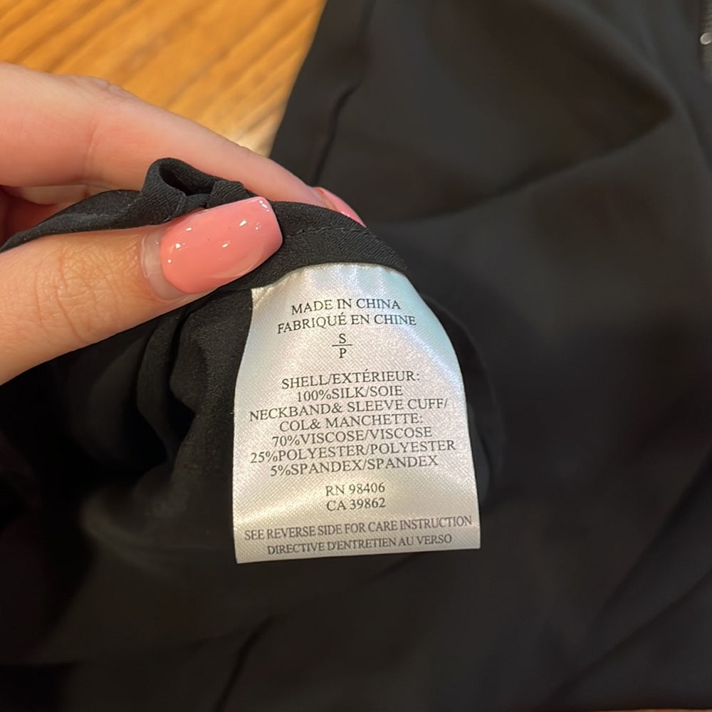 NWT Theory Woman’s Black Silk Blouse With Zipper Size S