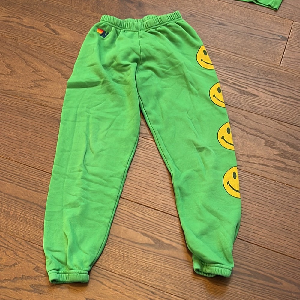Aviator Nations Women’s Green Smiley Face Sweatshirt & Sweatpants Set Size XS