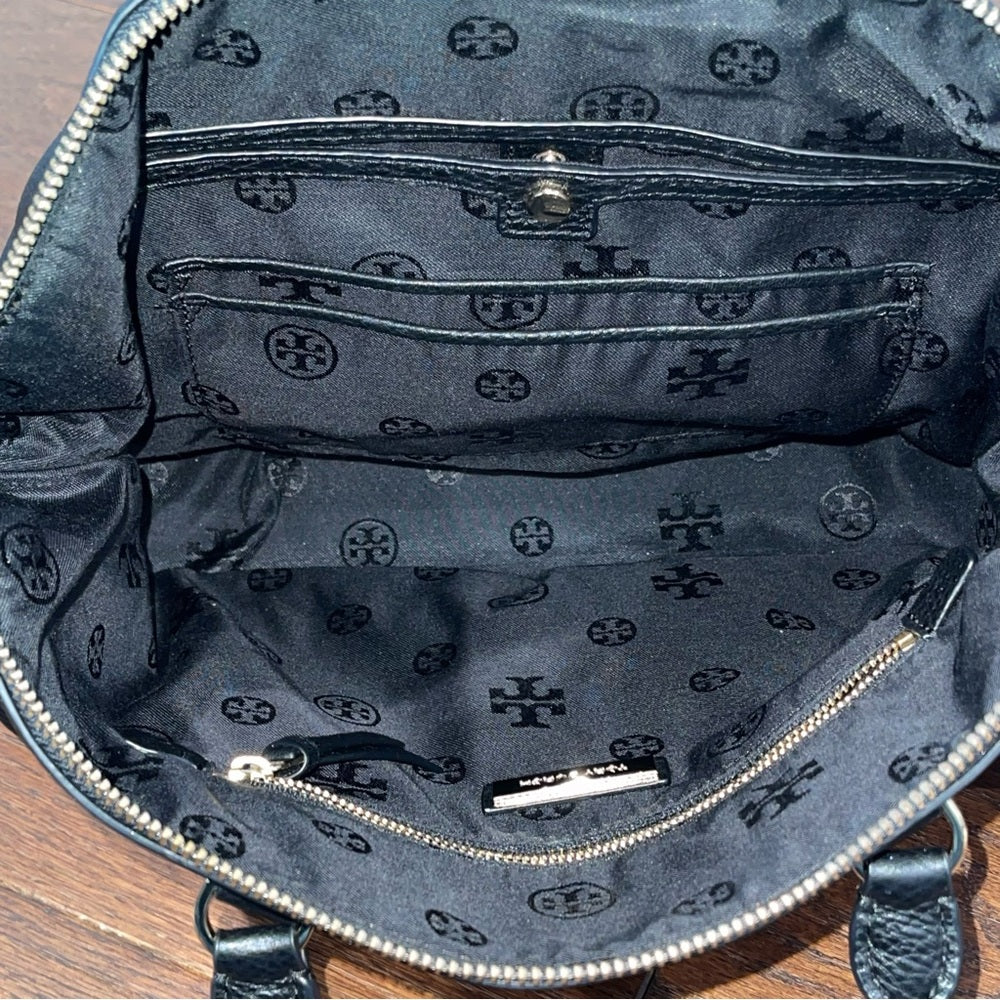 Tory Burch Black Peddle Leather Top Handle and Shoulder Bag