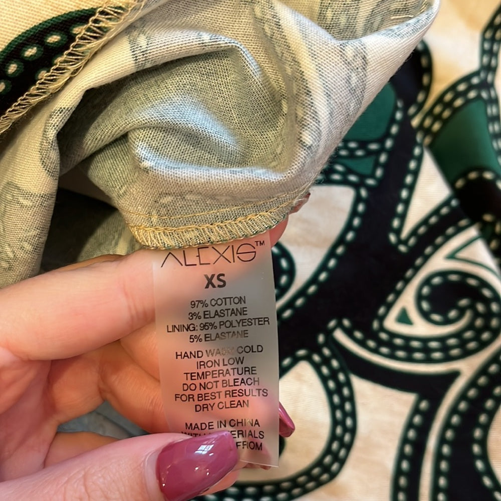 Alexis Woman’s Green Printed Dress Size XS