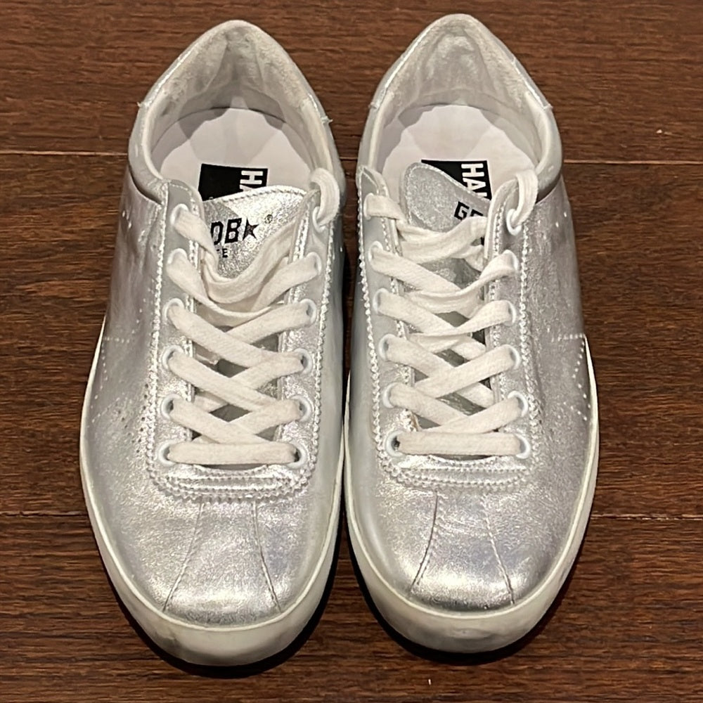 NWOT Golden Goose Women’s Silver Sneakers Size 38/8