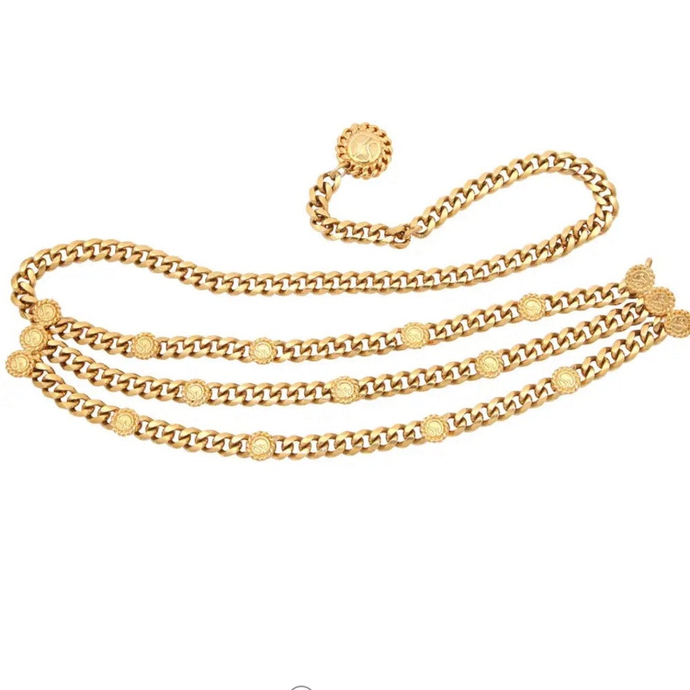 Saint John Women’s Gold Metal Chain-Link Accents Chain-Link Belt