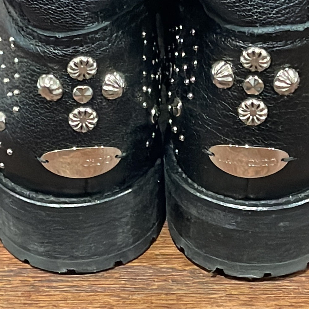 Jimmy Choo Women’s Black Youth Star-Studded Leather Moto Boots Size 37/7