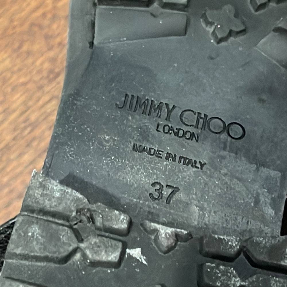 Jimmy Choo Women’s Black Youth Star-Studded Leather Moto Boots Size 37/7