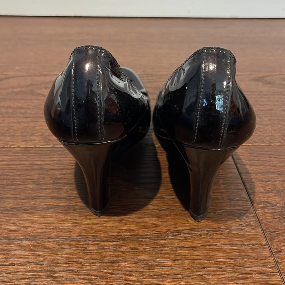 Lanvin Women’s Black Patent Ballerina Wedge Size 8.5