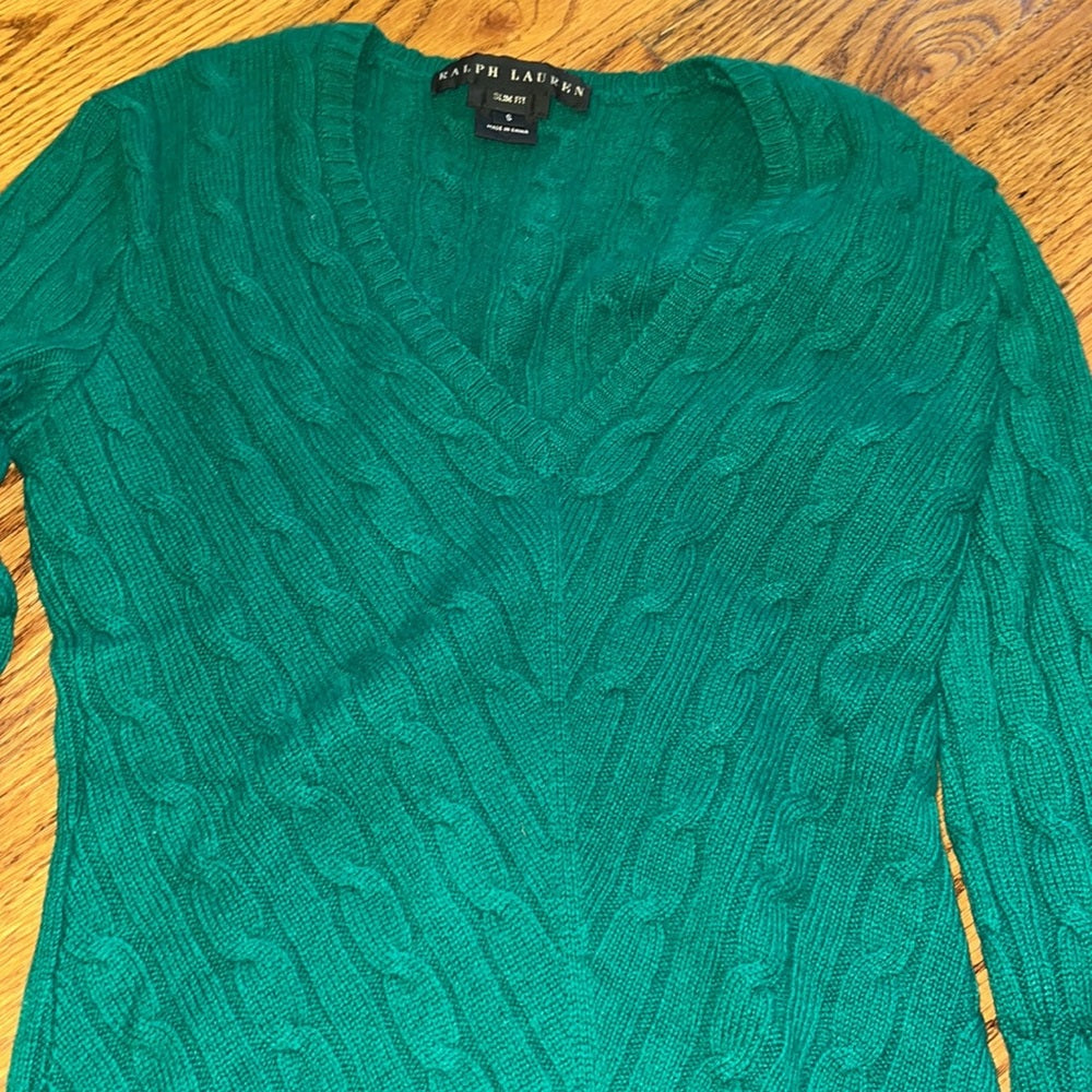 Ralph Lauren Woman’s Green Cashmere Slim Fit Sweater Size S