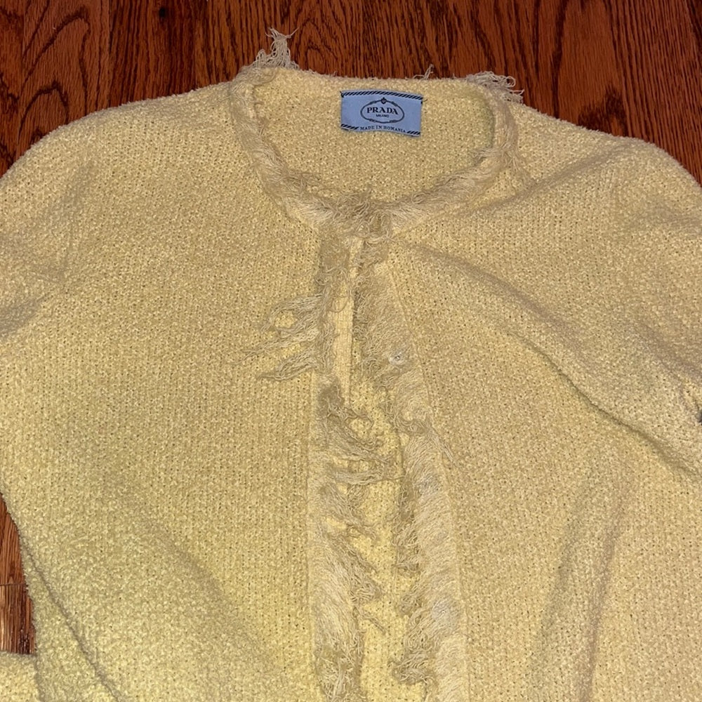 Prada Woman’s Yellow Cardigan Sweater Size EU 42