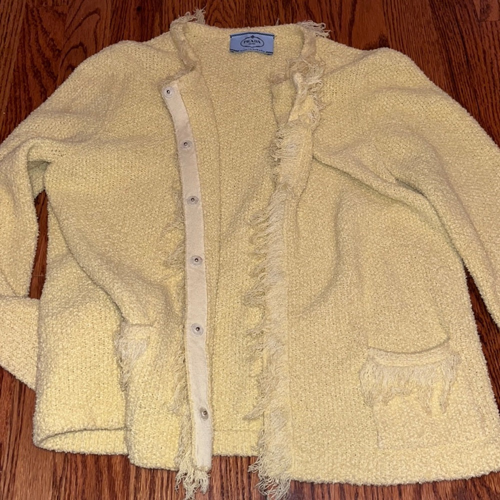 Prada Woman’s Yellow Cardigan Sweater Size EU 42