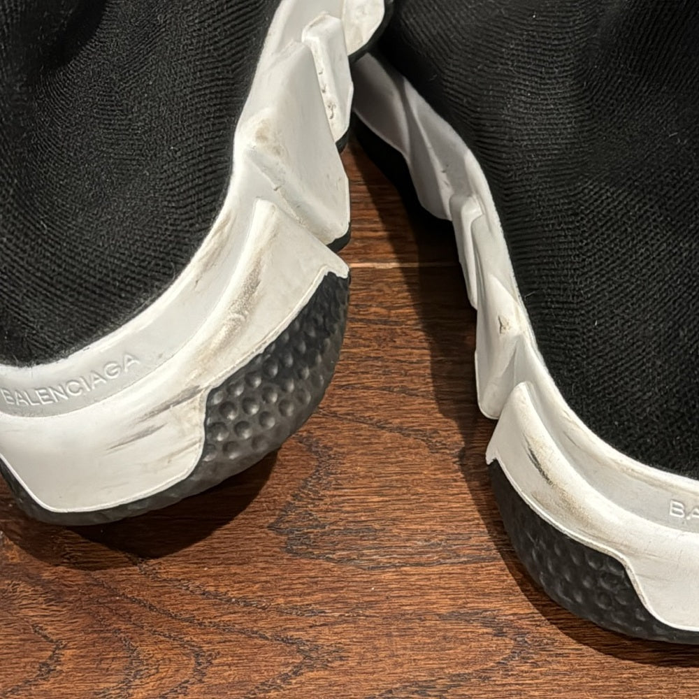 Balenciaga Black Slip On Speed Knit Sneakers Size 38/8