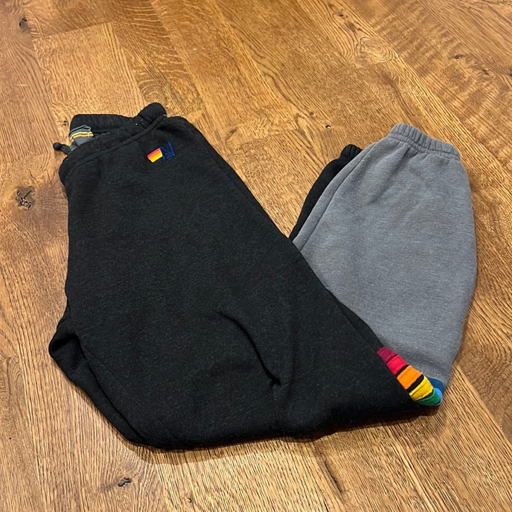 Aviator Nation Women’s SweatPants Black Grey and Rainbow