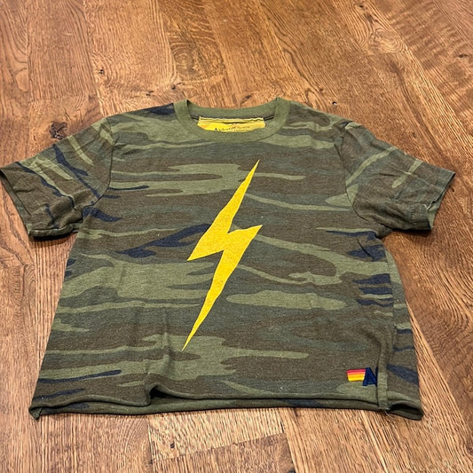 Aviator Nation Women’s Short Sleeve Tee Green Brown and Yellow Size XS