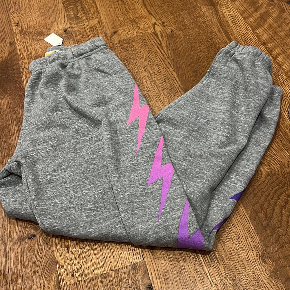 NWT Aviator Nation Women’s Long Sleeve Tee Grey Pink and Purple Size XS