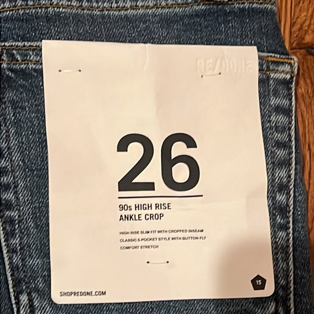 Re/Done Women’s Mid 90’s High Rise Ankle Crop Jeans Size 26