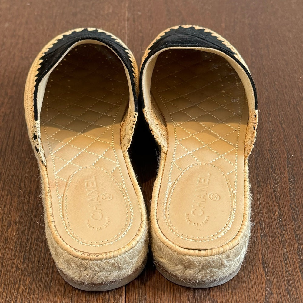 Chanel Women’s Black Suede Espadrilles Size 37 / 7