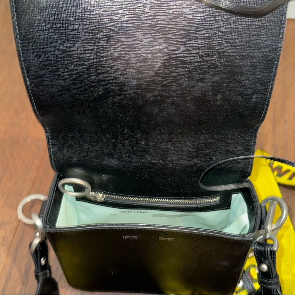 Off White Binder Clip Black Leather Crossbody Bag