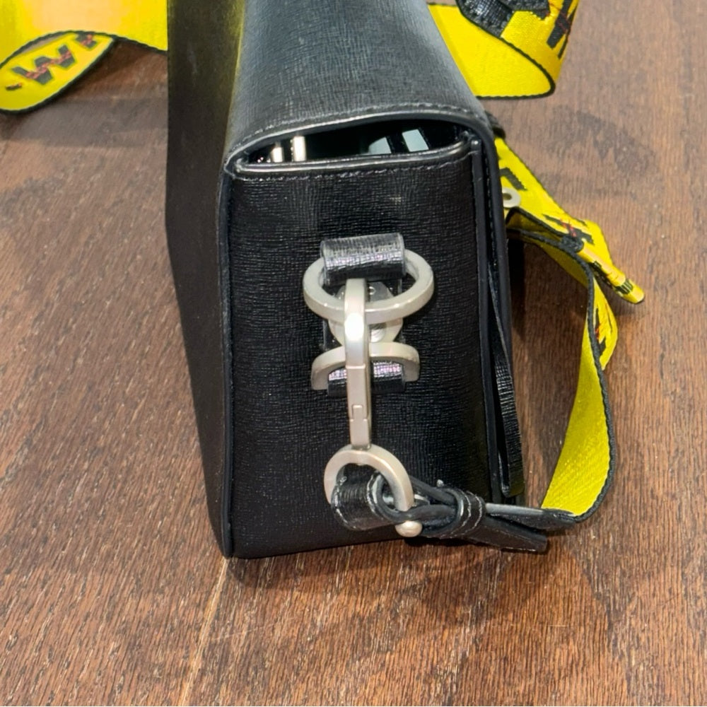 Off White Binder Clip Black Leather Crossbody Bag