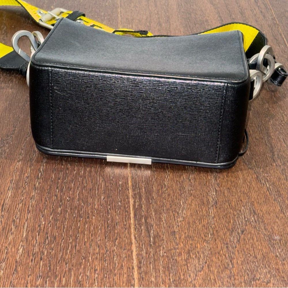 Off White Binder Clip Black Leather Crossbody Bag